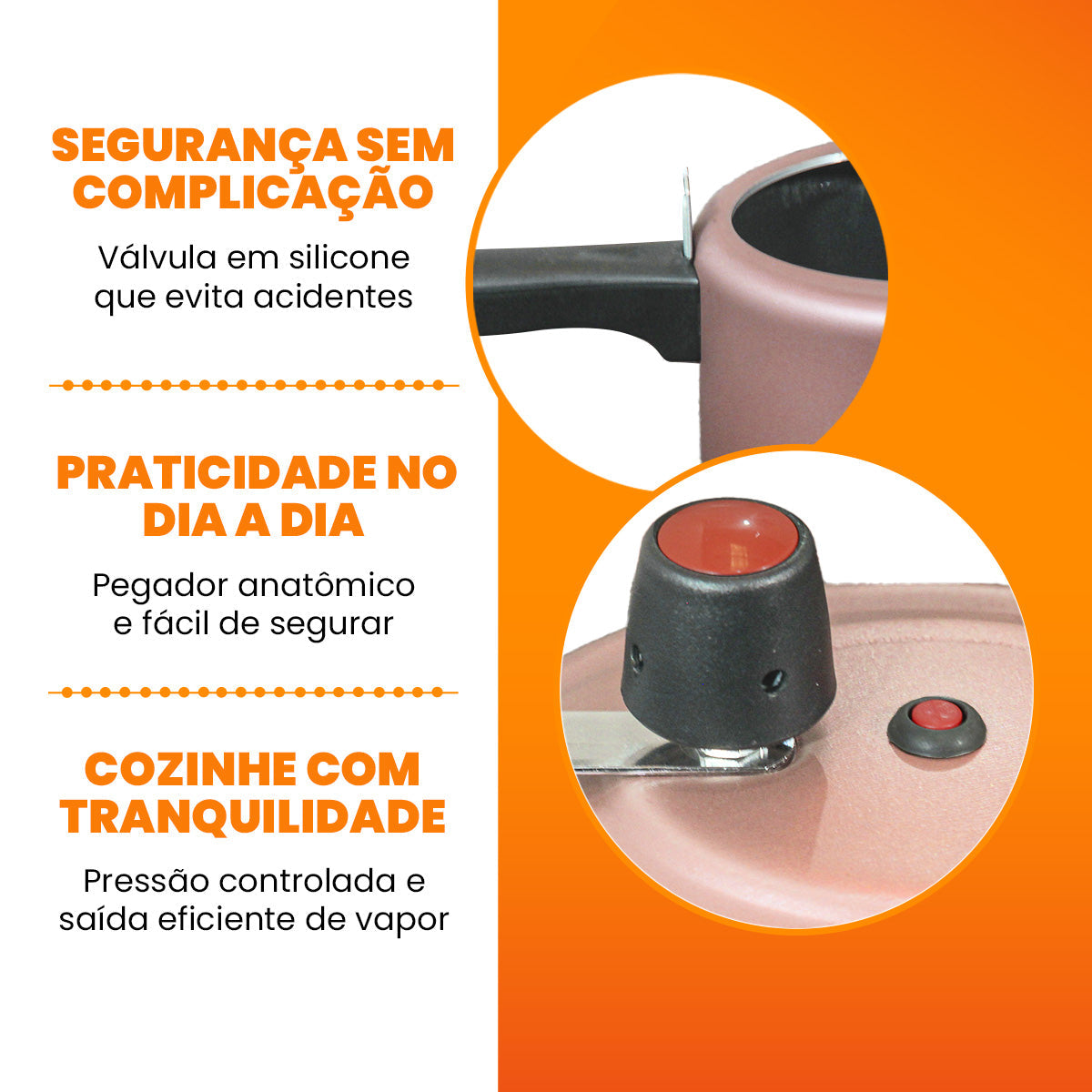 Panela De Pressão 4,5 Litros Revestimento Antiaderente - Rosé