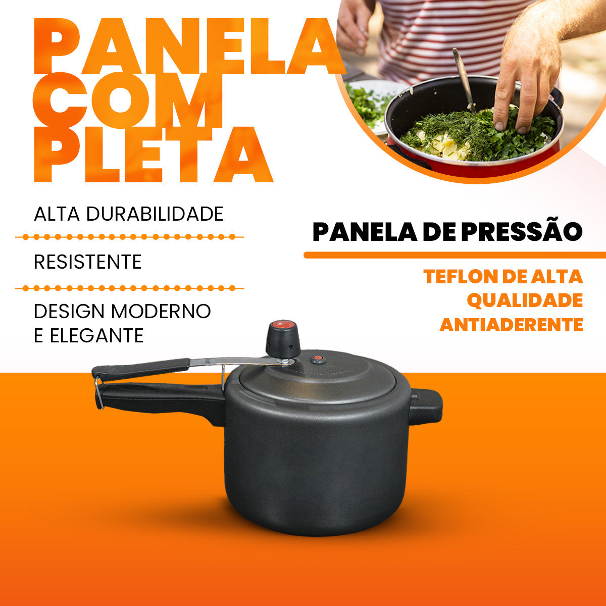 Panela De Pressão 4,5 Litros Revestimento Antiaderente - Preto