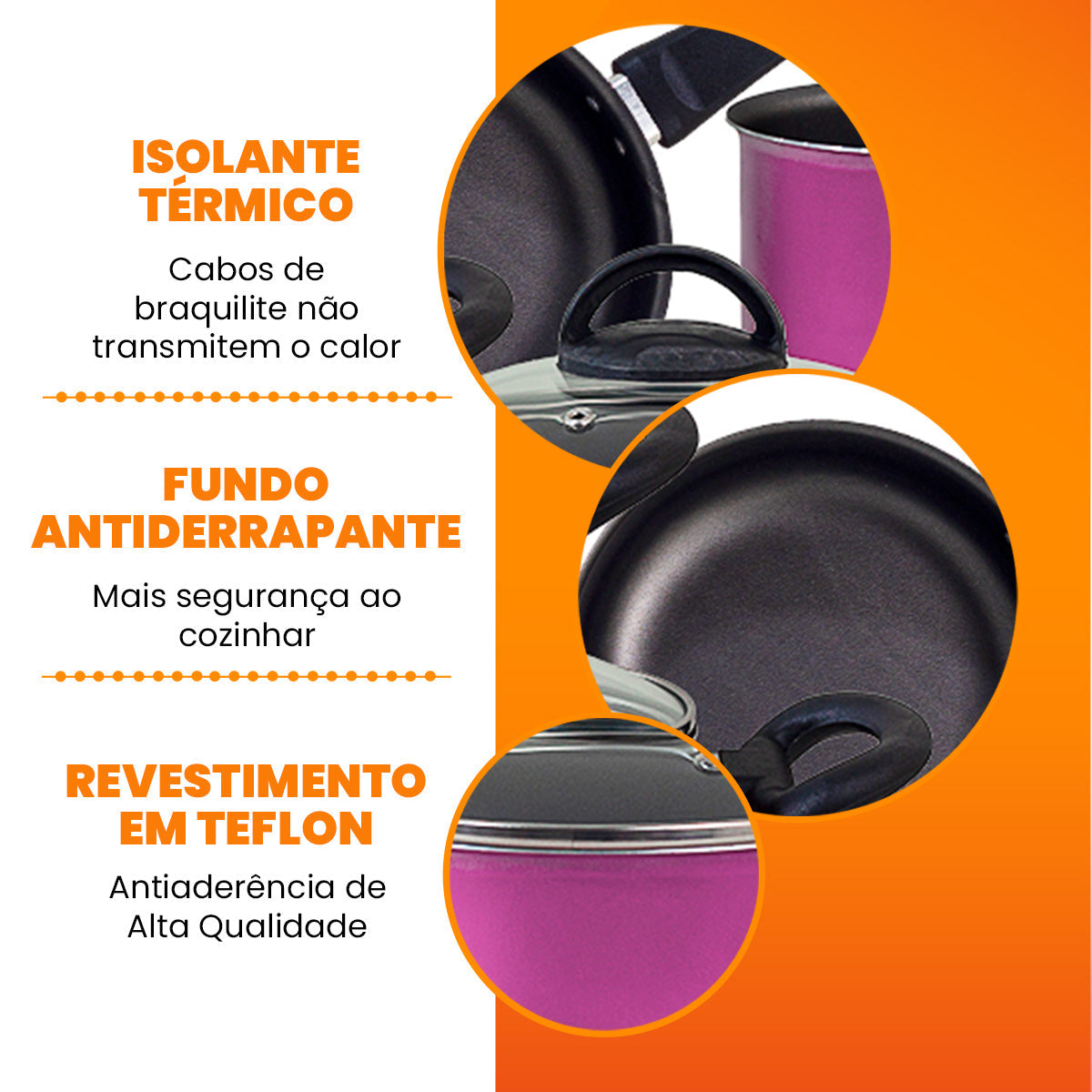 Jogo de Panelas Antiaderente 9 Peças - Roxo