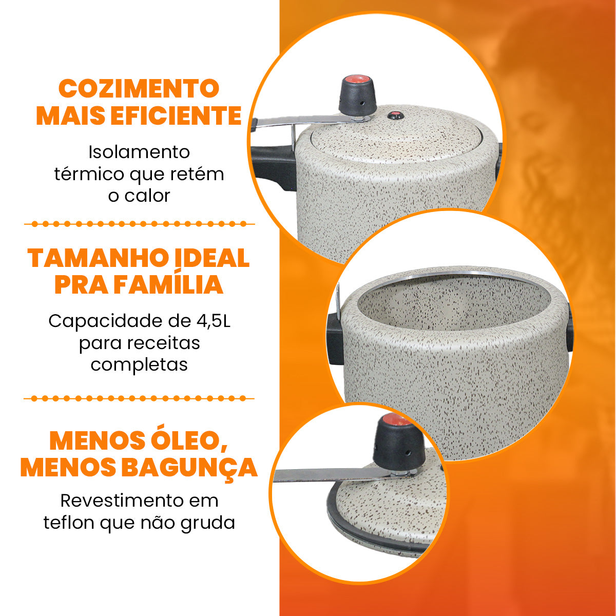 Panela De Pressão 4,5 Litros Revestimento Antiaderente - Bianco