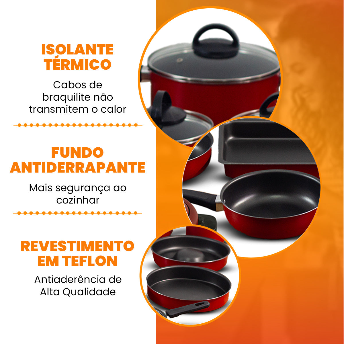 Jogo De Panelas 13 Peças Antiaderente - Vermelho