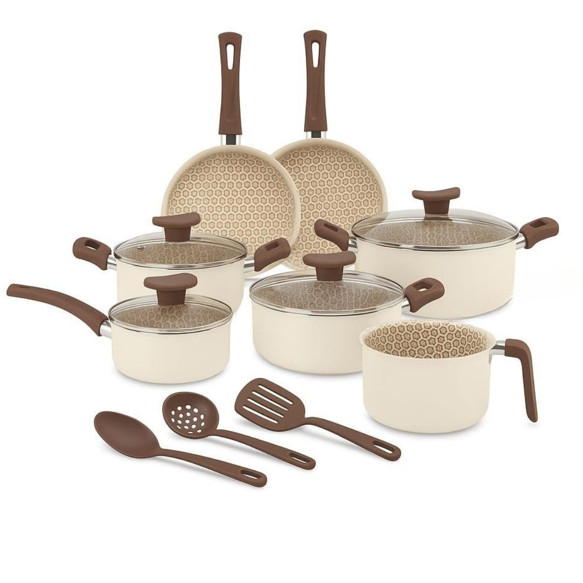 Conjunto Panelas Antiaderente 10 Peças Prime Alumínio - Ivory