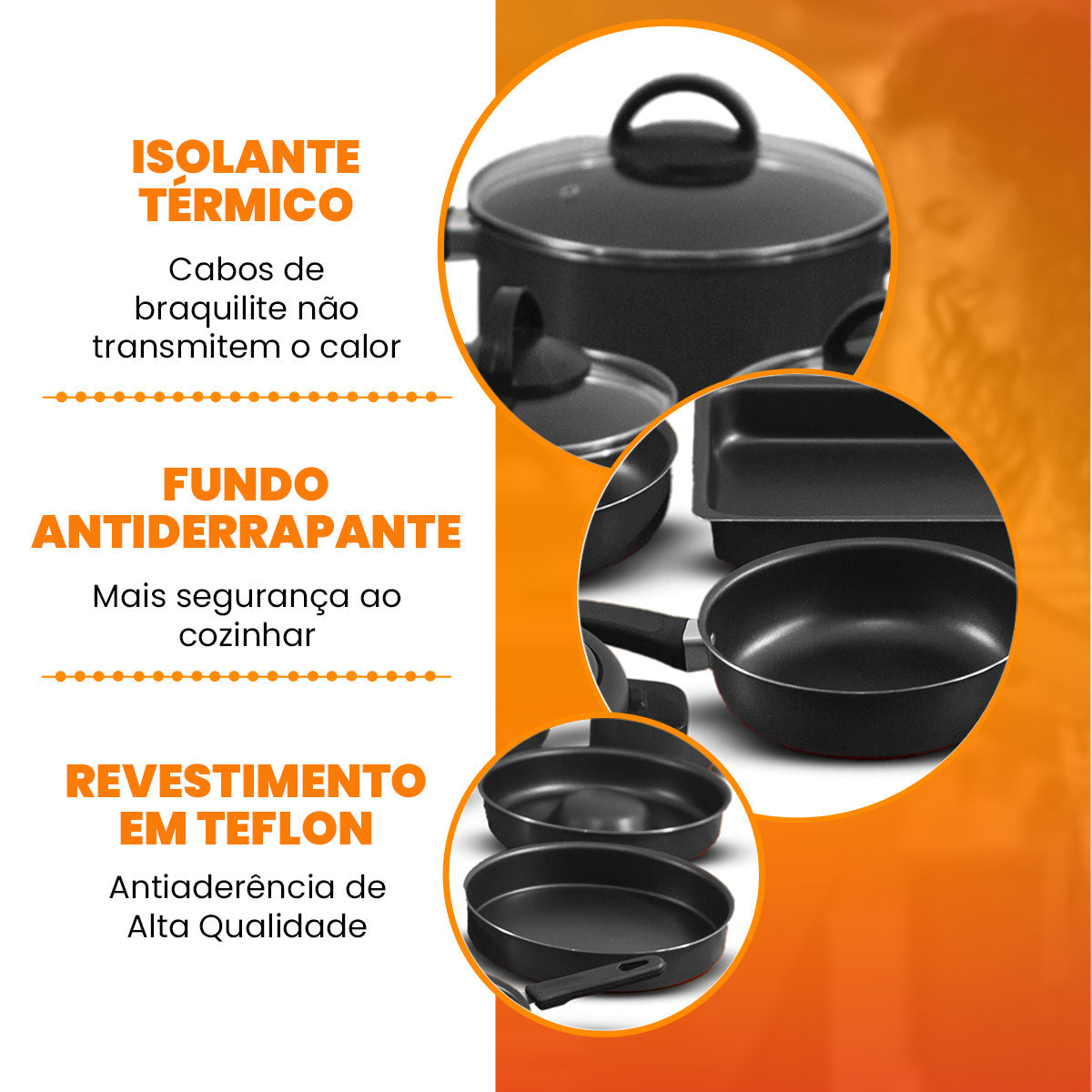 Jogo De Panelas 13 Peças Antiaderente - Preto