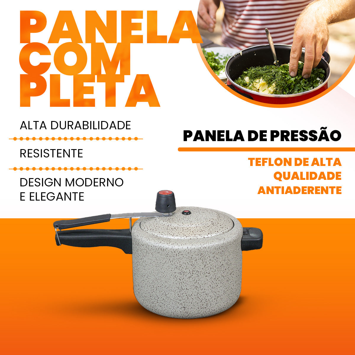 Panela De Pressão 4,5 Litros Revestimento Antiaderente - Bianco