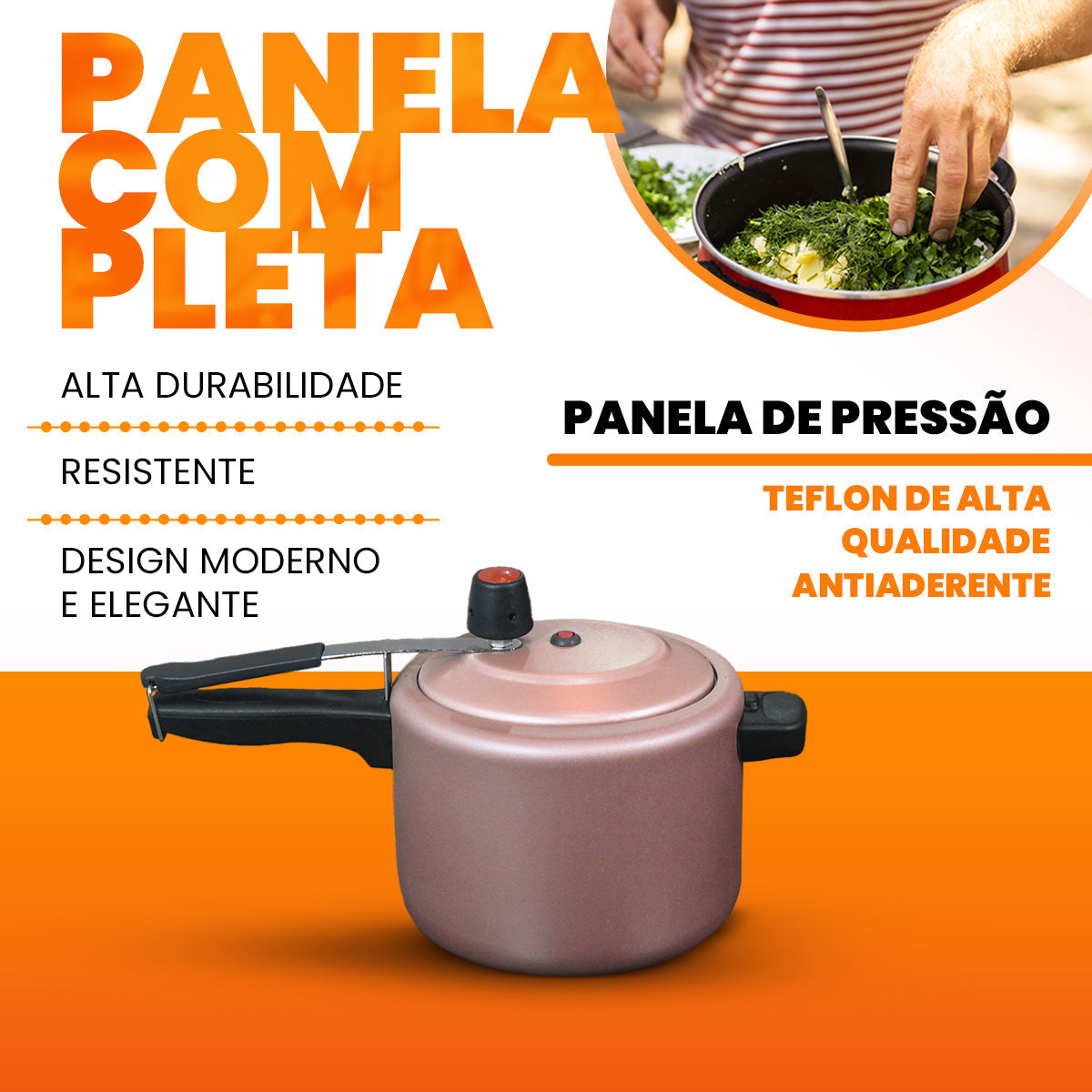 Panela De Pressão 4,5 Litros Revestimento Antiaderente - Rosé