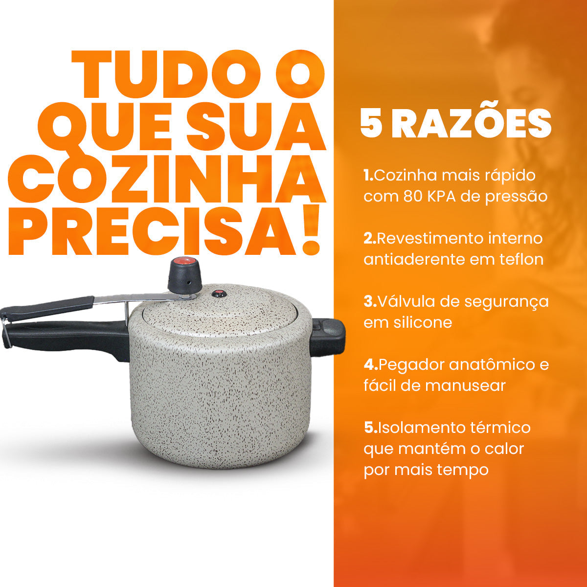 Panela De Pressão 4,5 Litros Revestimento Antiaderente - Bianco
