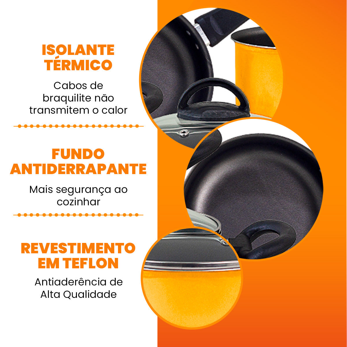 Jogo de Panelas Antiaderente 9 Peças - Amarelo